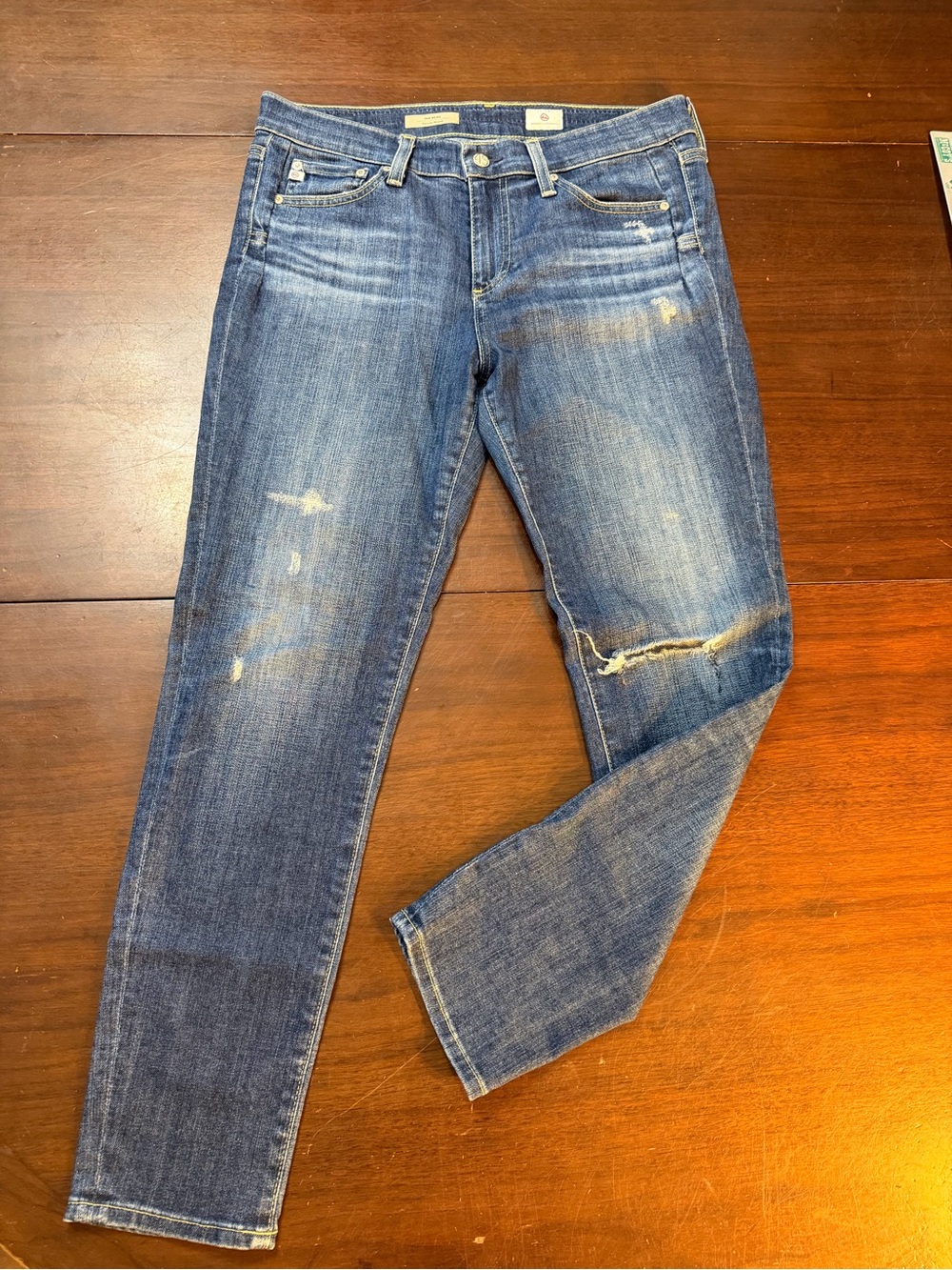 AG Adriano Goldschmied Size 28R The Beau (Slouchy Skinny) Distressed Jeans